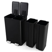 2x30 L Pattumiera Differenziata, Bidoni Differenziata in Acciaio Inox a 2 Scomparti, Anti-Impronte, Secchio Spazzatura con Coperchi a Chiusura Morbida, per Casa Ufficio (Nero)