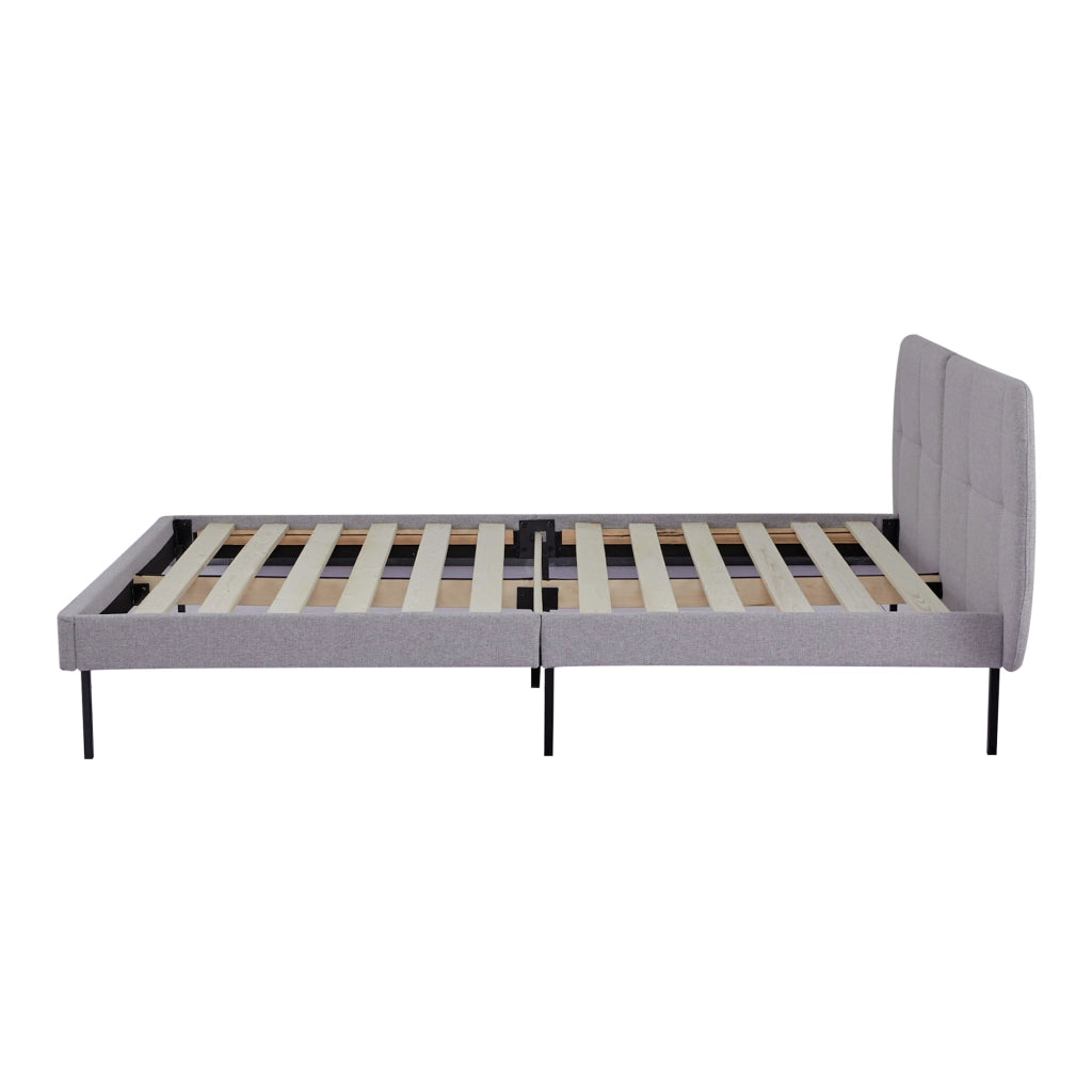 Letto Matrimoniale Porvoo con Testiera e Materasso 160x200 cm Rivestimento in Tessuto - Grigio [en.casa]