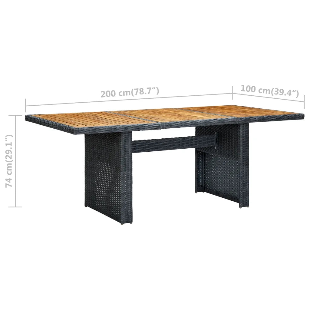 Tavolo da Giardino | Tavolino da esterno Grigio Scuro in Polyrattan e Massello Acacia