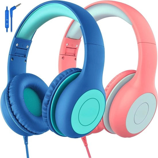 Cuffia per bambini con cavo - Cuffia per bambini - Cuffia per computer con cavo - Regolazione del volume sicura - Scuola - Tablet - Laptop - Viaggi - Ascolto della musica