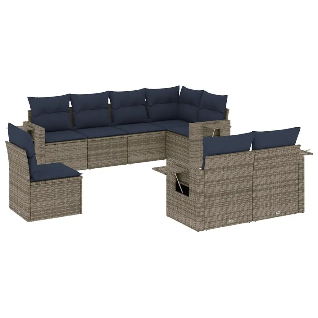 Set Divani da Giardino 8 pz con Cuscini Grigio in Polyrattan 3220440