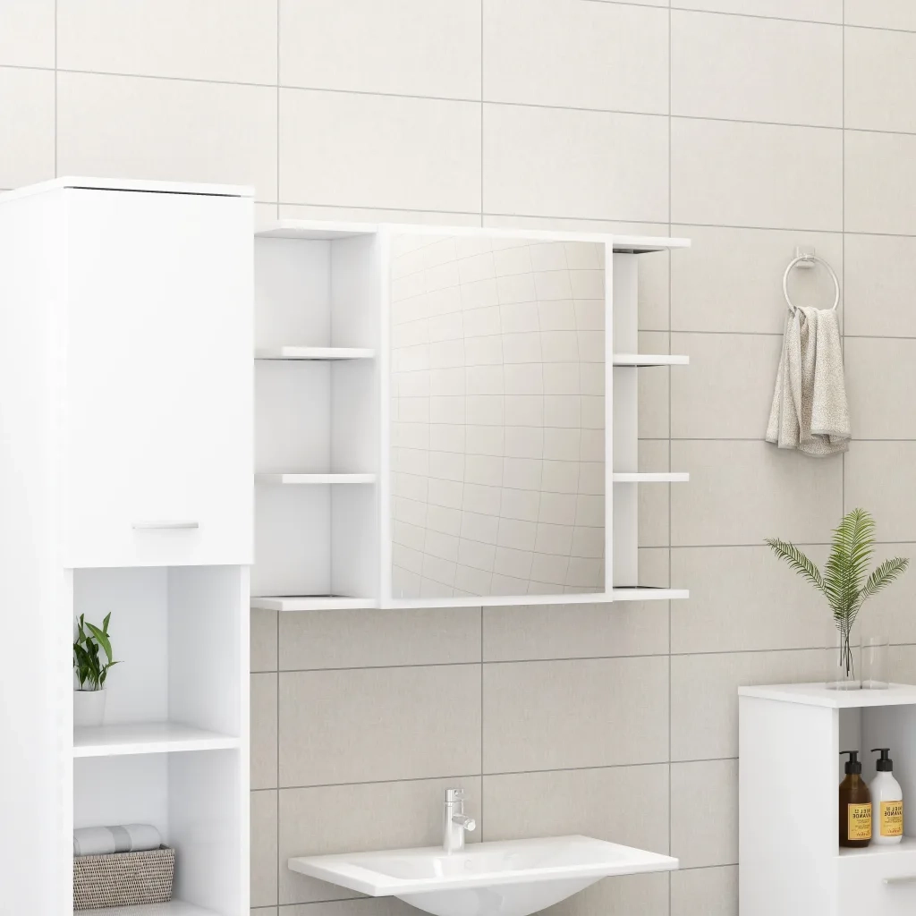 Armadio da Bagno | Mobile da Bagno Bianco 80x20,5x64 cm in Legno Multistrato