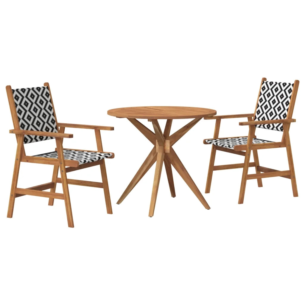 vidaXL Set da Pranzo per Giardino 3 pz in Legno Massello di Acacia