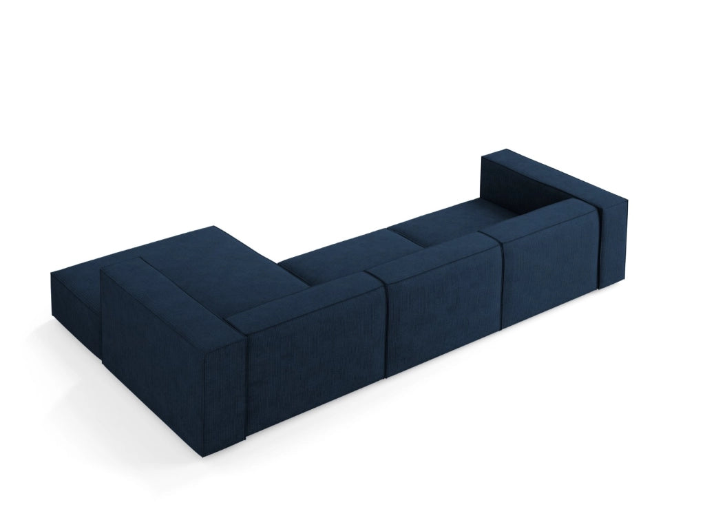 Cosmopolitan Design - Divano angolare destro "Arendal" 4 posti in ciniglia con effetto a coste blu reale 