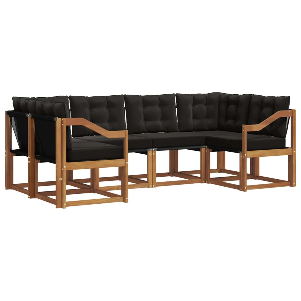 Set di divani da esterno con cuscino 6 pcs Naturale e Nero 3369011