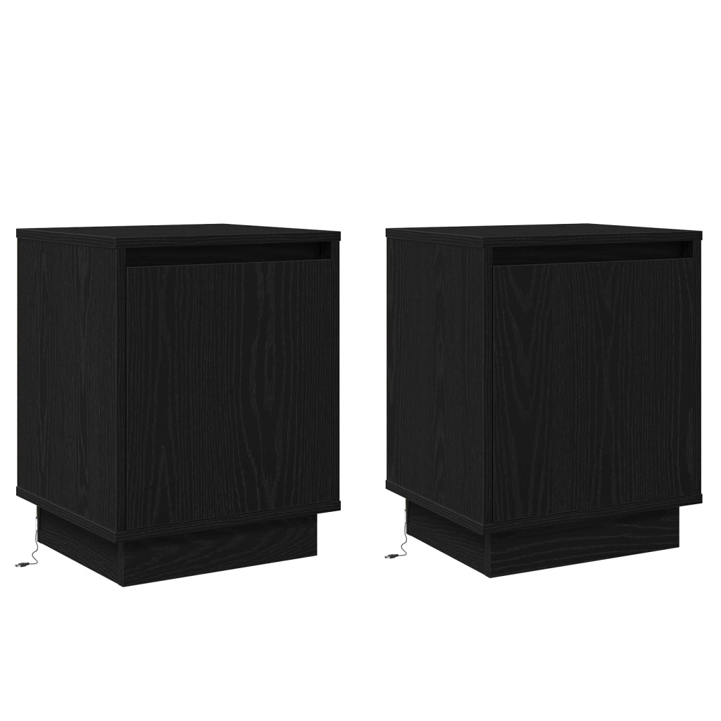 Comodini con luci LED 2 pezzi Nero 39x34,5x50 cm