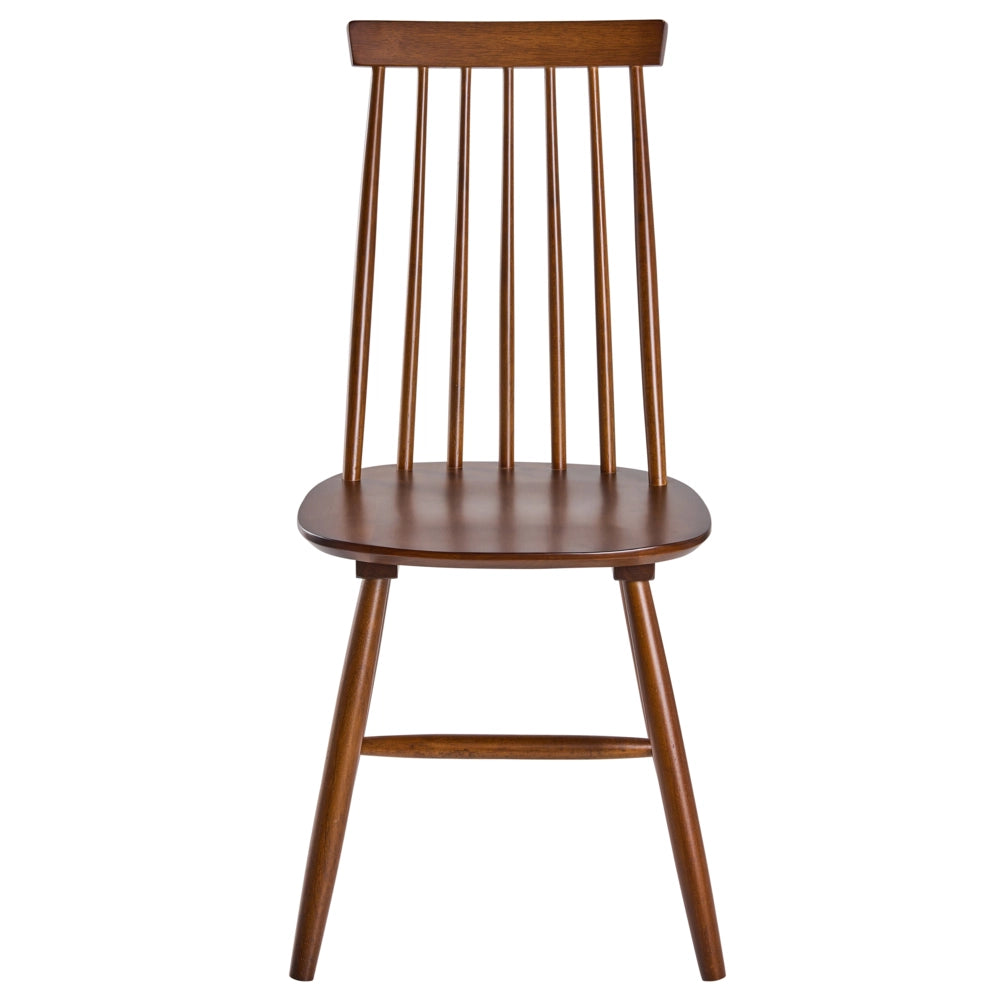 Set di 2 sedie da pranzo in legno di gomma marrone con schienale a doghe, sedie da cucina in stile rustico