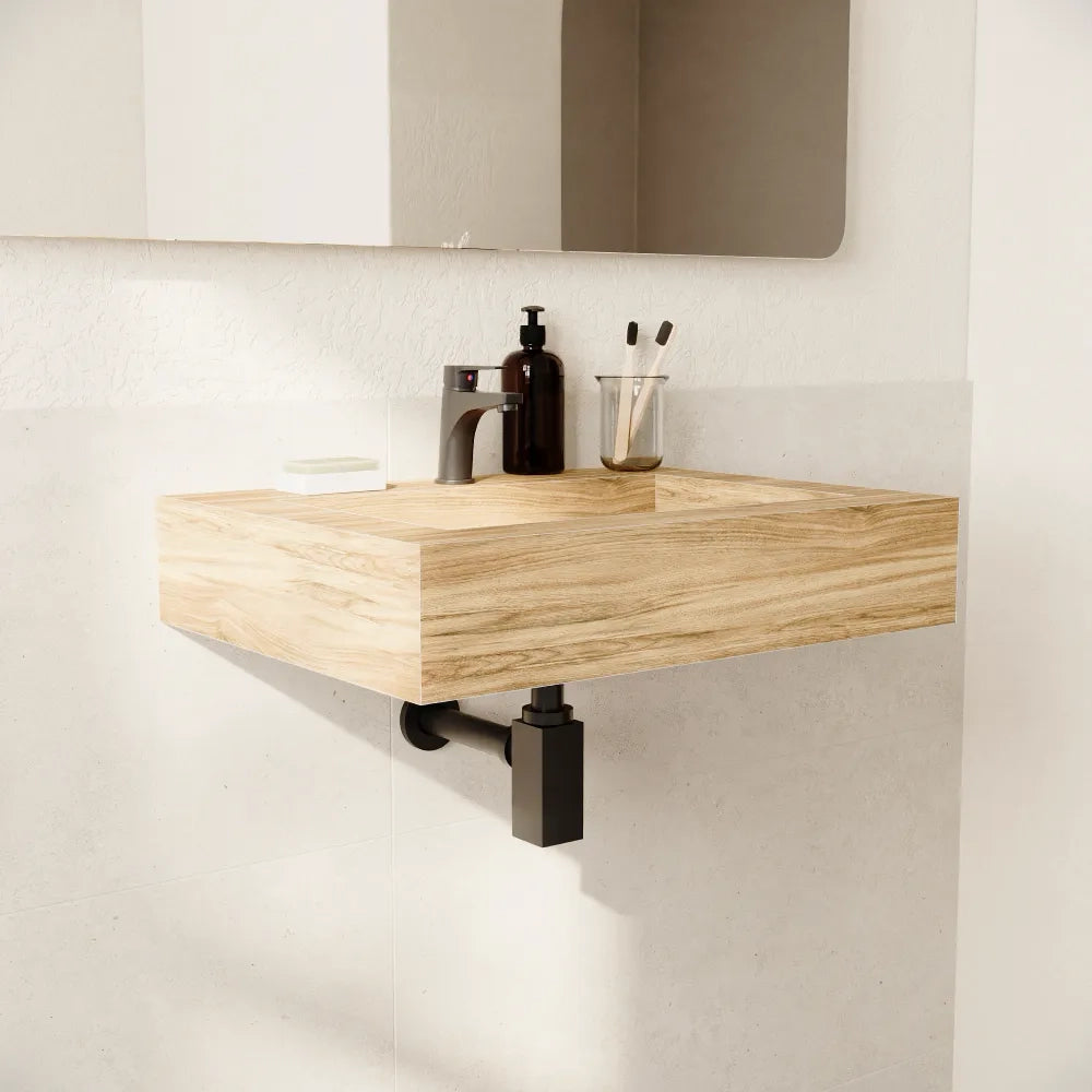 Lavabo sospeso in hpl 70cm rovere miele | Baikal