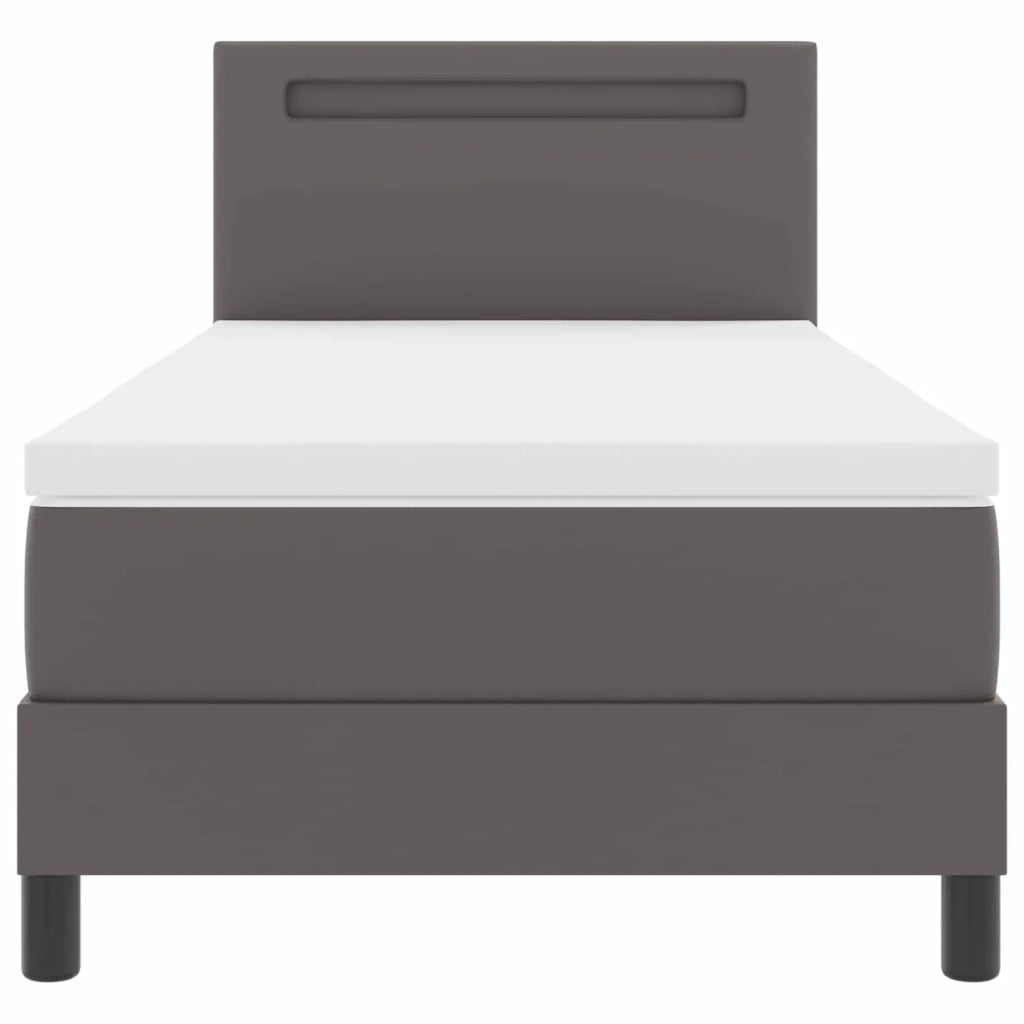Letto a molle con materasso Grigio 100 x 200 cm Pelle sintetica 3339038