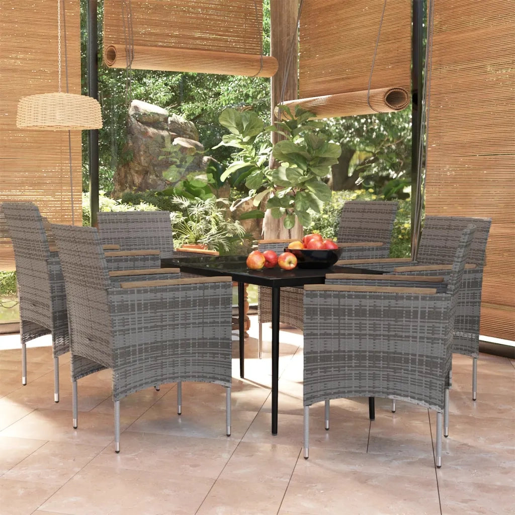 Set da Pranzo da Giardino 7 pz con Cuscini Grigio e Nero 3099350