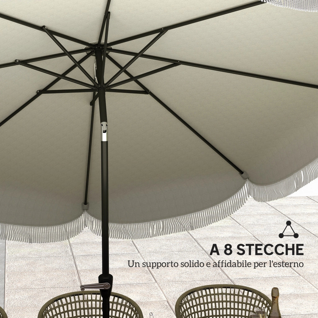 Ombrellone da Giardino Rotondo con Manovella ¨C zephmum ¨C Grigio Chiaro 2.7x2.4 m