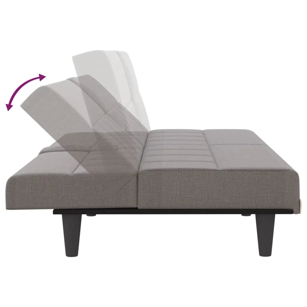 Divano letto con portabicchieri 200 x 89 x 70 cm tessuto tortora 02_0019847