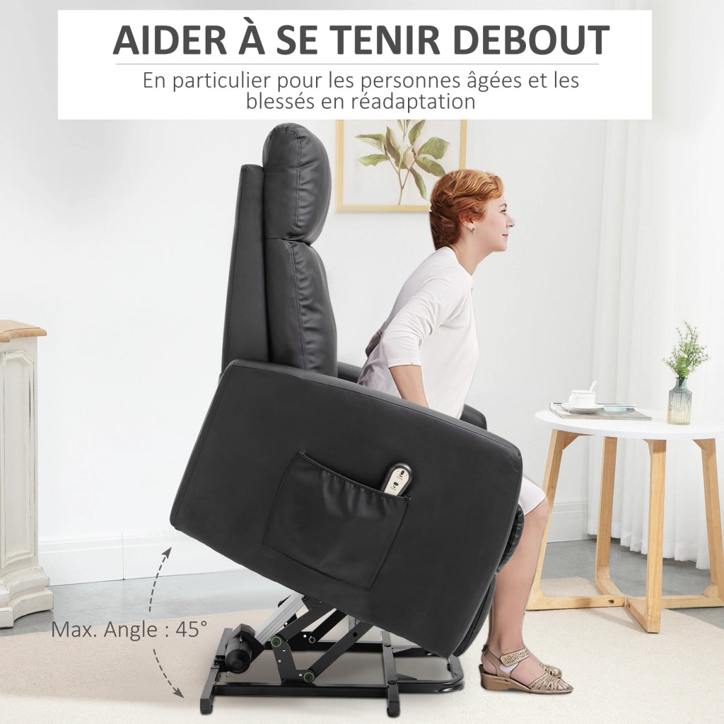 Poltrona Reclinabile Elettrica Alzapersona con Poggiapiedi e Telecomando ¨C Minimal ¨C Tessuto Nero