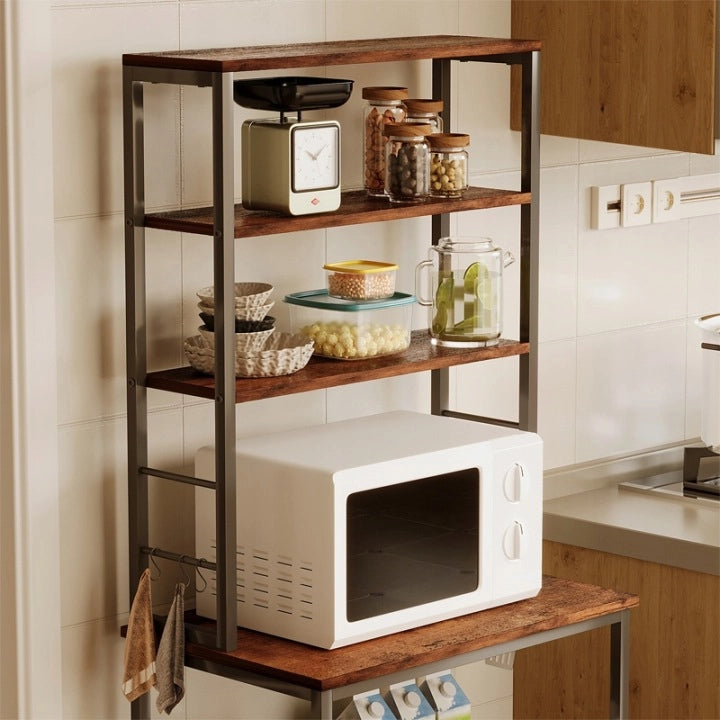 Scaffale multifunzionale, mobile da cucina vintage marrone loft, 6 ripiani, 166 cm
