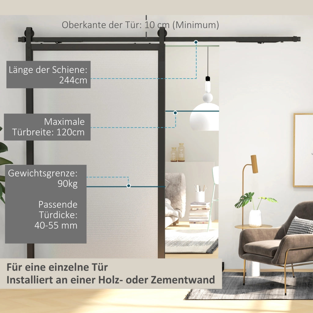 Sistema Porte Scorrevoli ¨C zephmum ¨C 244cm Acciaio Nero