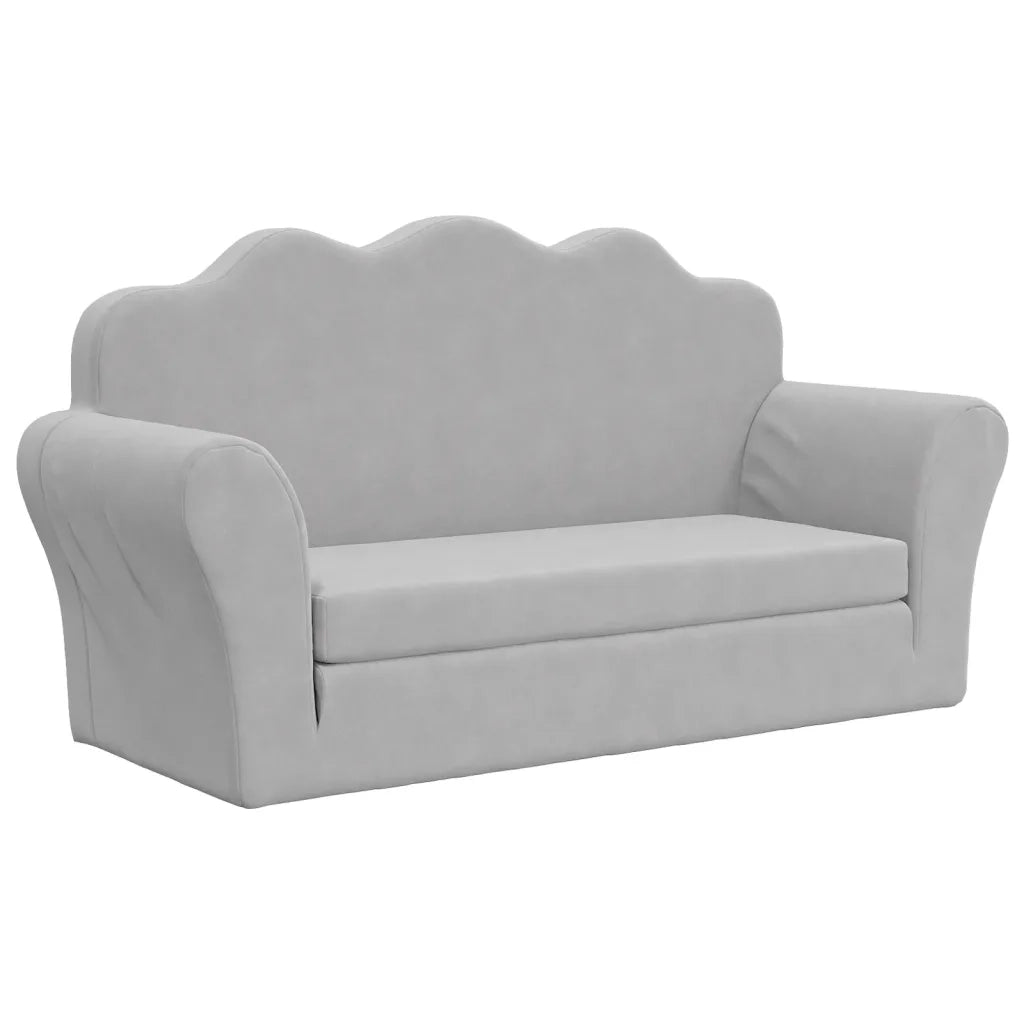 Divano Letto Bambini a 2 Posti Grigio Chiaro in Morbido Peluche 357059