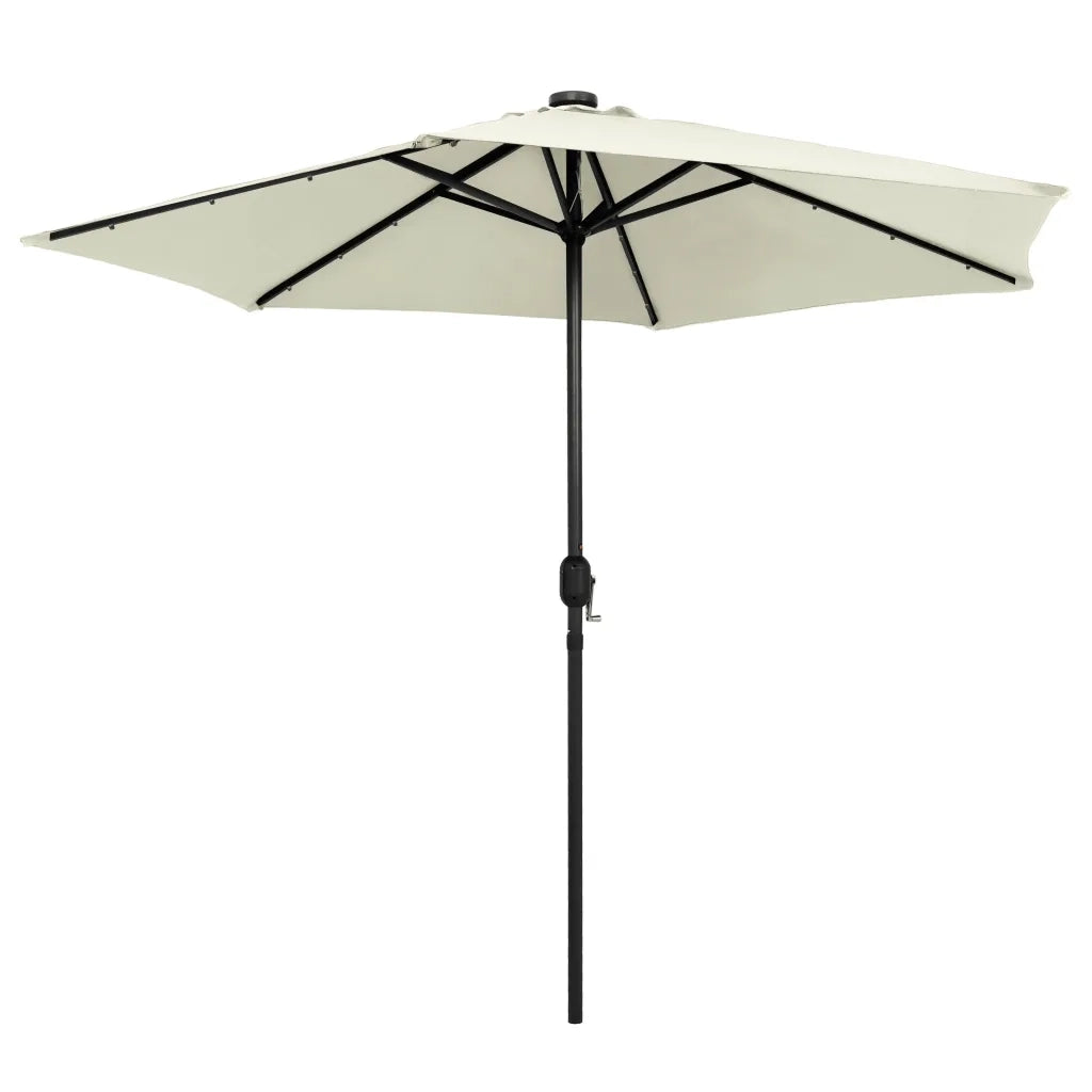 Ombrellone con Luci a LED e Palo Alluminio 270 cm Bianco Sabbia 47353