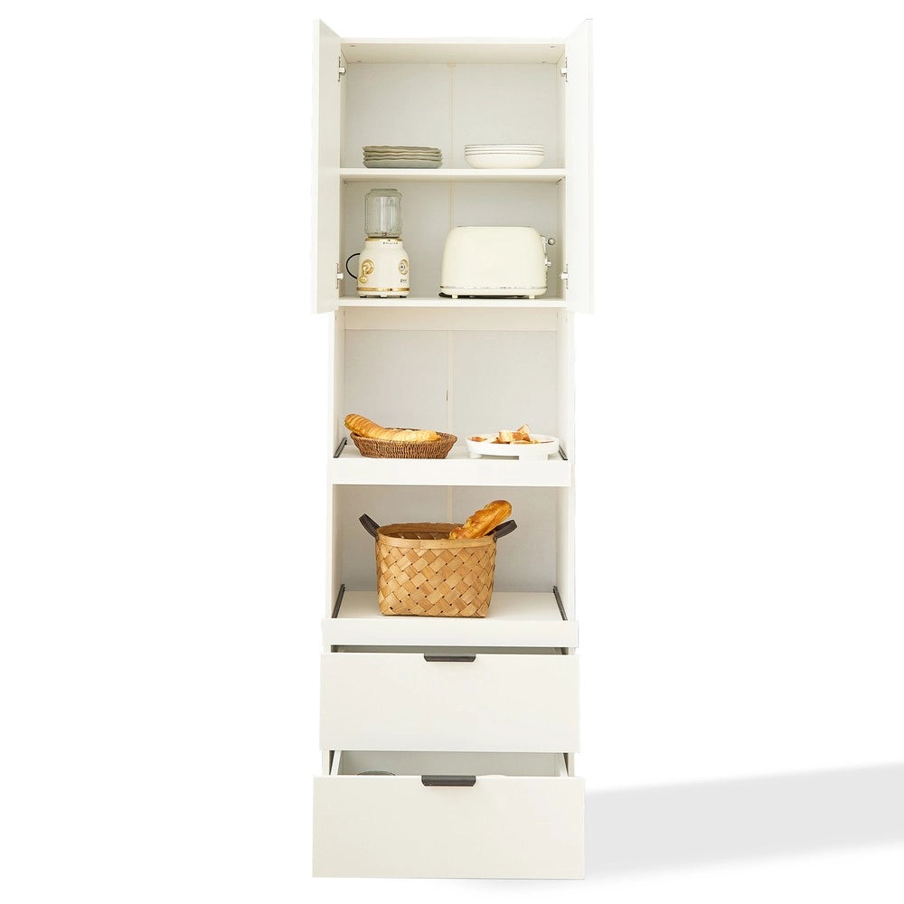 Mobile Multiuso Cucina - Minimal - Bianco 200cm con Ante Cassetti Ripiani Antiribaltamento