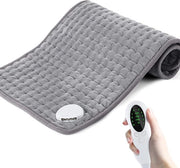 Cuscino termico elettrico per sollievo dal dolore - 6 impostazioni di temperatura - schermo LCD - lavabile in lavatrice - grigio - 30x60 cm