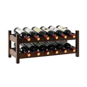 Portabottiglie a 2 ripiani 24 x 60,5 x 25 cm supporto robusto per 12 bottiglie stile naturale bambù marrone 20_0011050