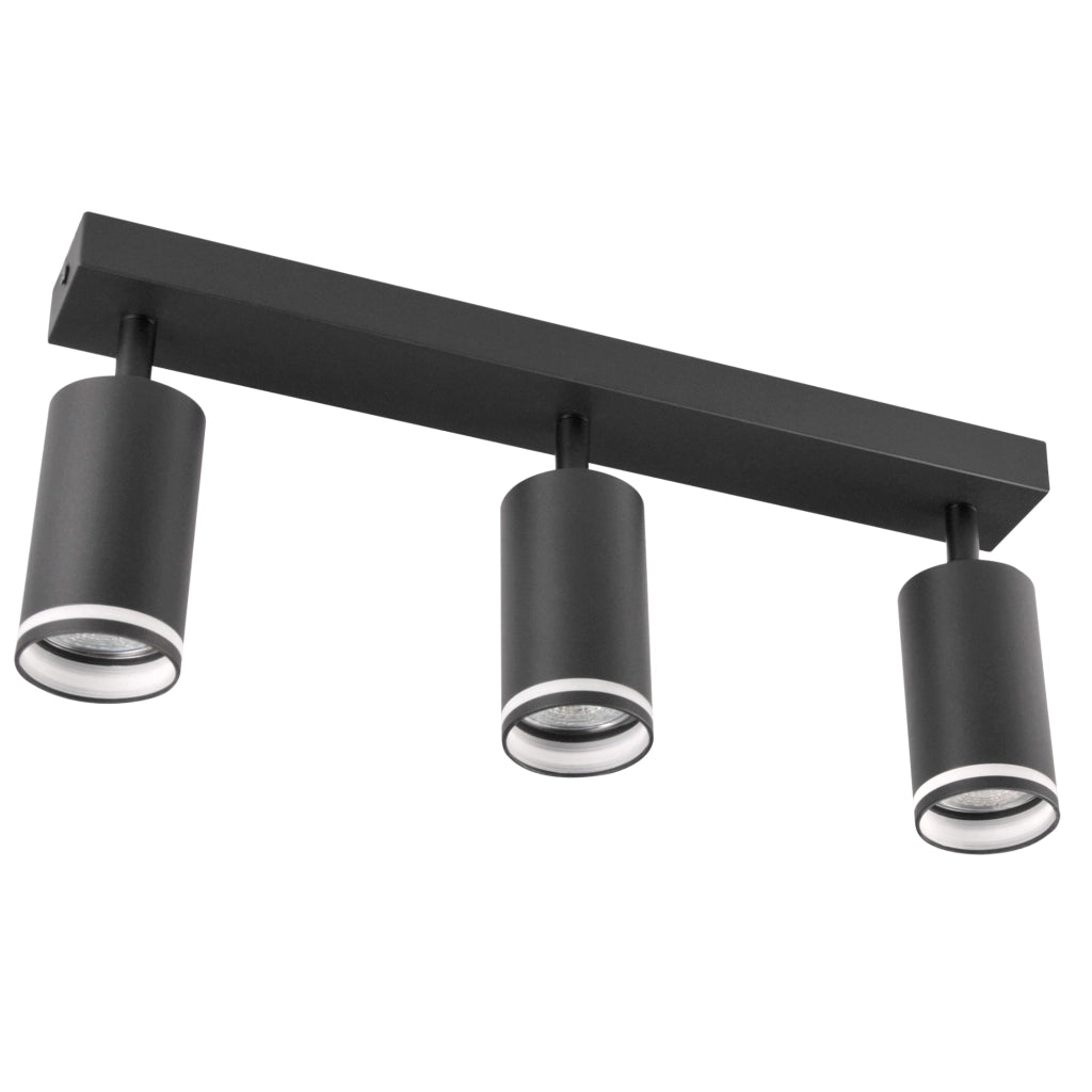 Plafoniera/applique 3 faretti GU10 nera Polux Paris 322340