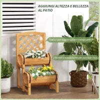 Fioriera da Esterno a Mezza Botte in Legno d'Abete con Design Verticale Rialzato, 45x45x80 cm
