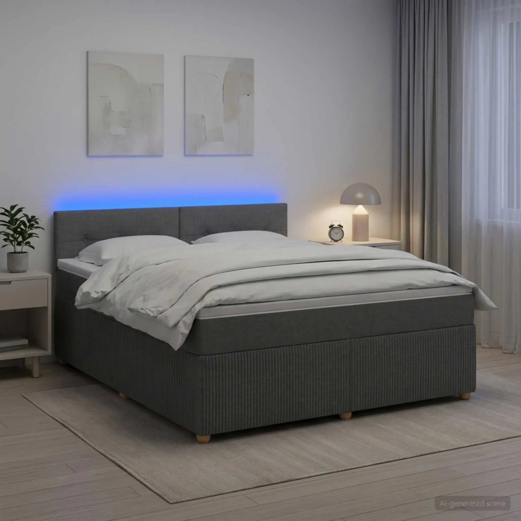 Letto box spring con materasso Grigio Scuro 180 x 200 cm 3452989