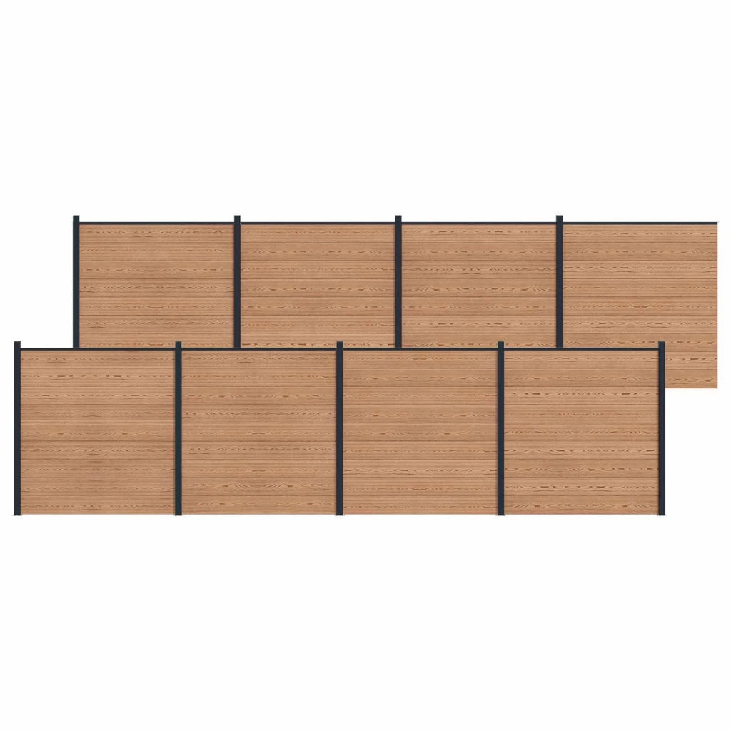Pannello di Recinzione 8 pcs WPC e Alluminio Marrone