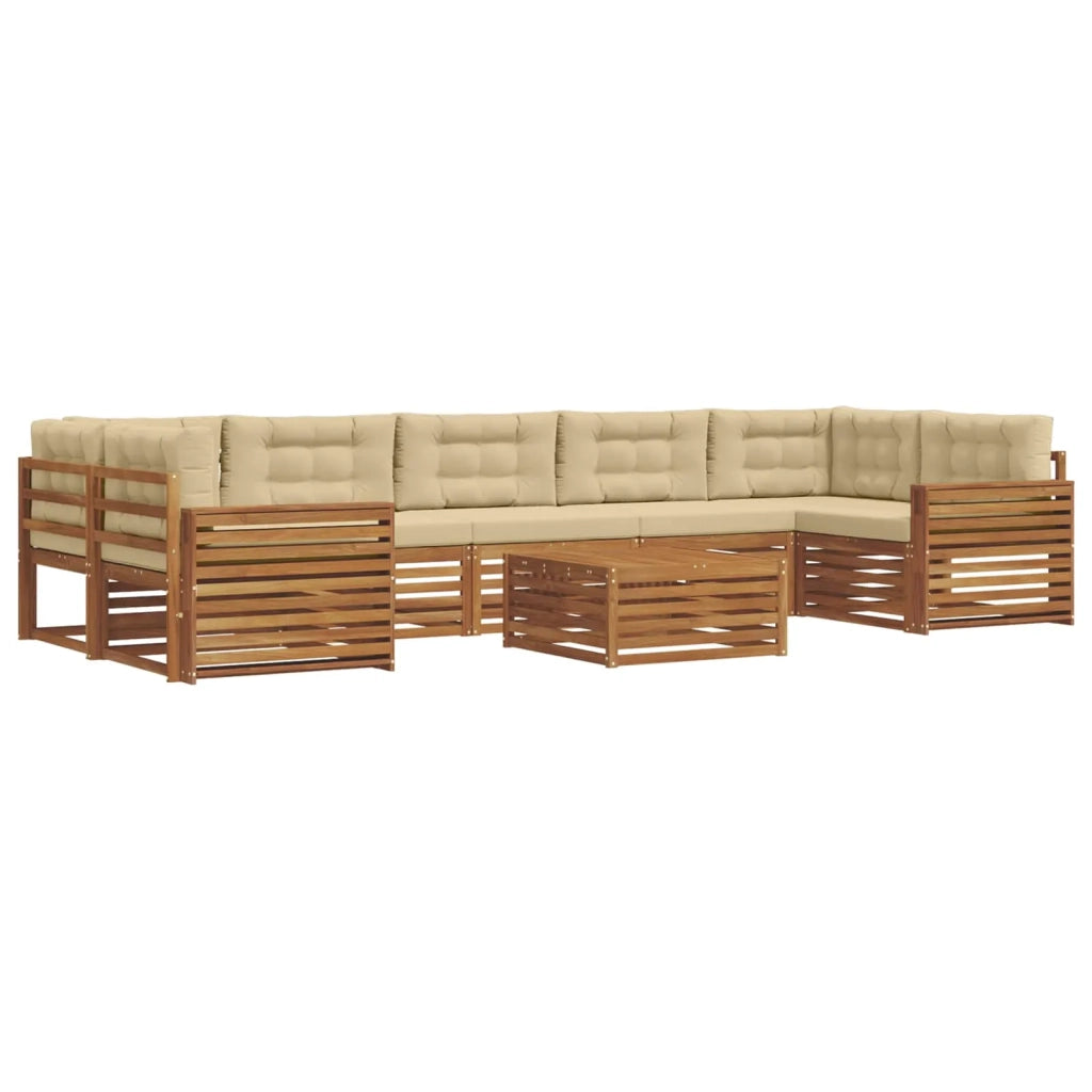 Set di divani da esterno con cuscino 8 pcs Naturale e Beige