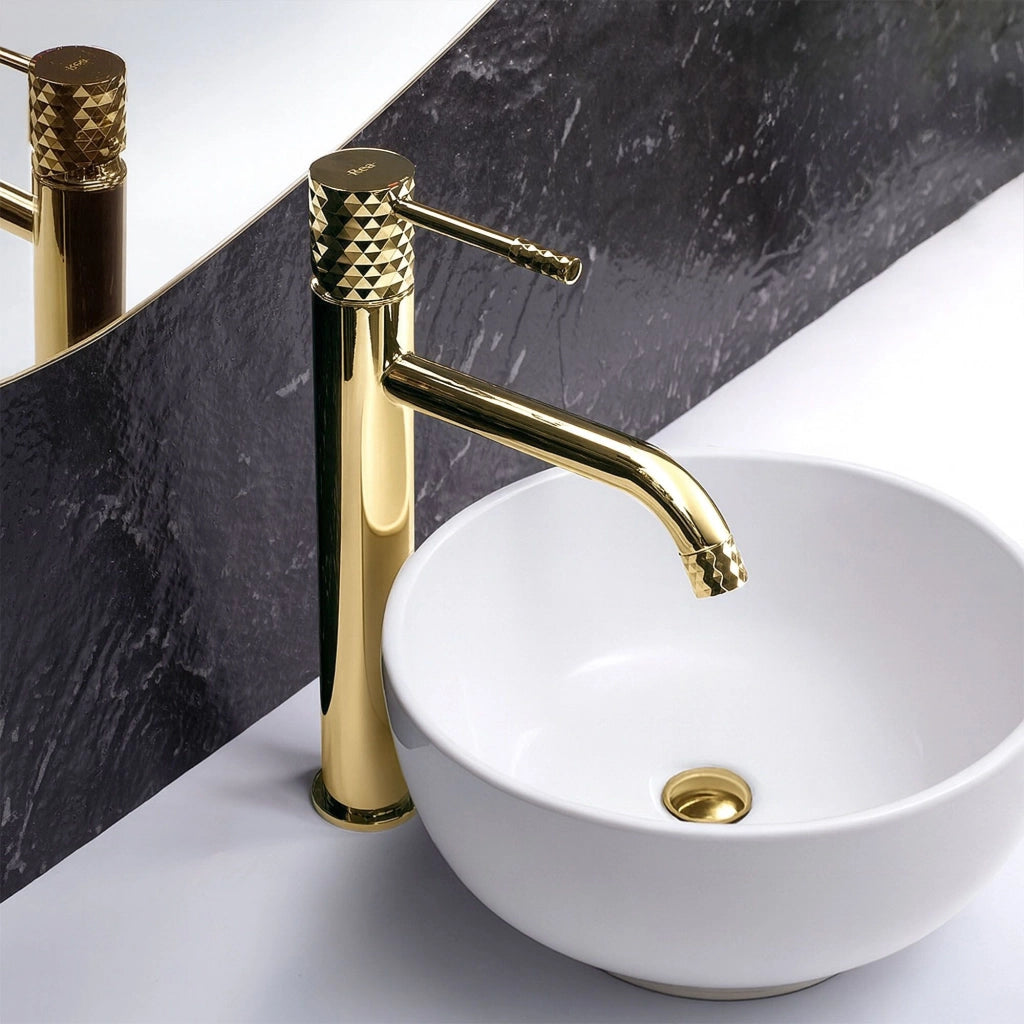Rubinetto Da Lavabo Rea Lungo Diamond Gold High