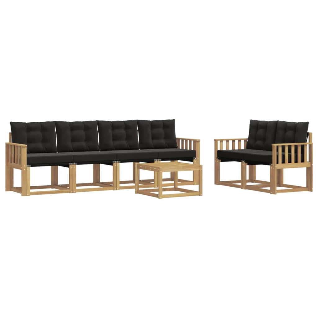 Set di divani da esterno con cuscino 7 pcs Bianco e Nero 3389234