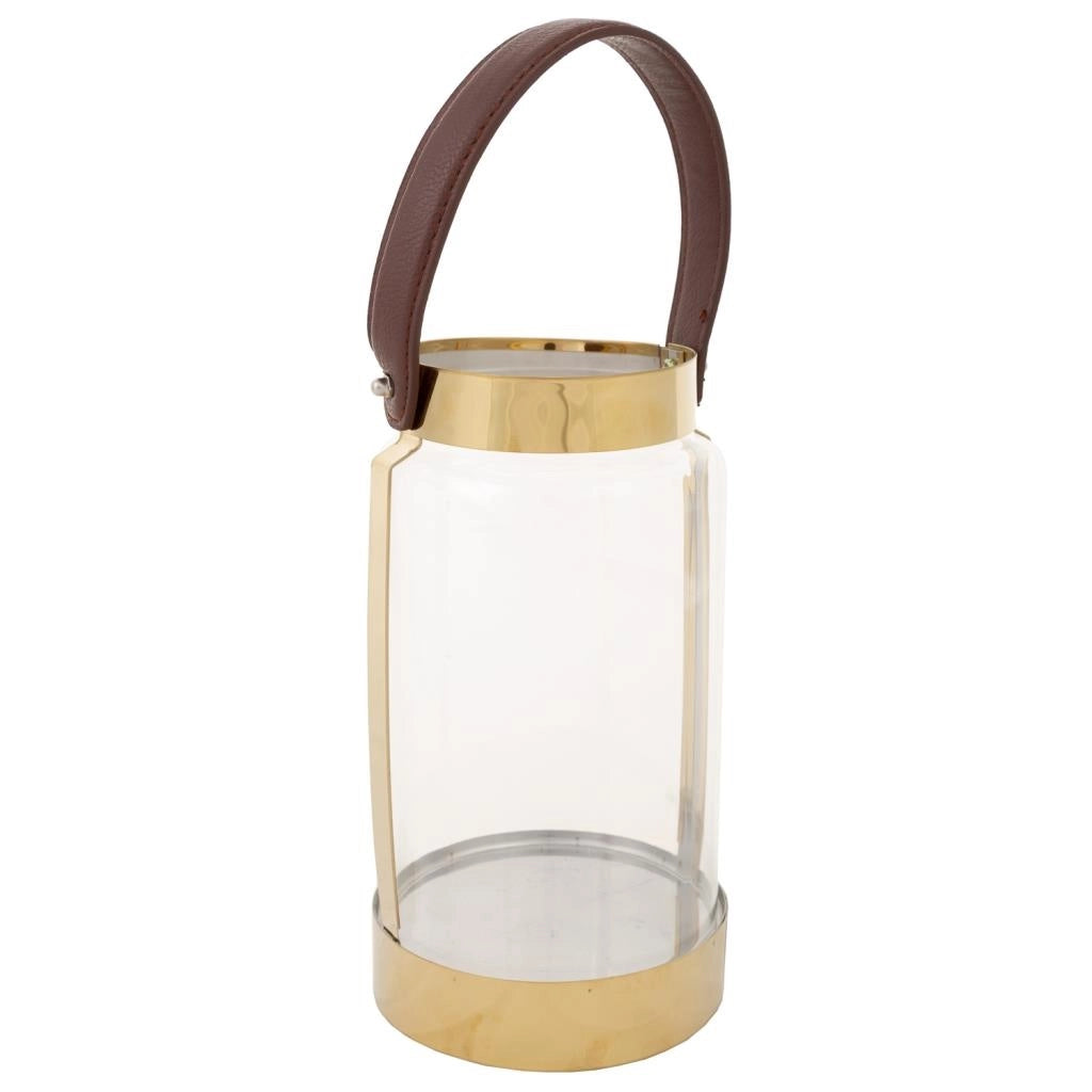 Lanterna in acciaio inox e vetro oro 12,5x12,5x23h