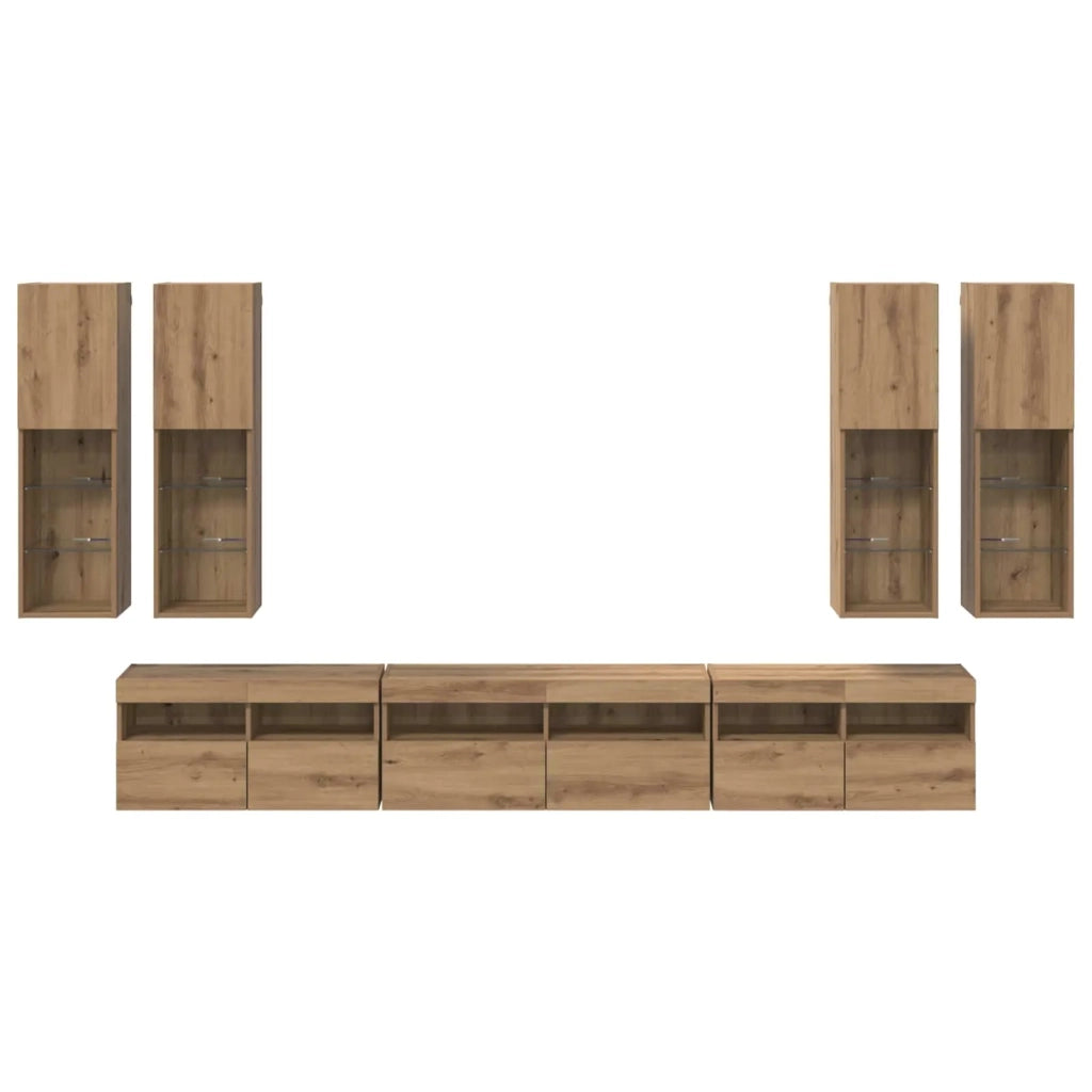 Set di Mobiletto da TV a Parete 7 pcs Rovere artigianale 3402798
