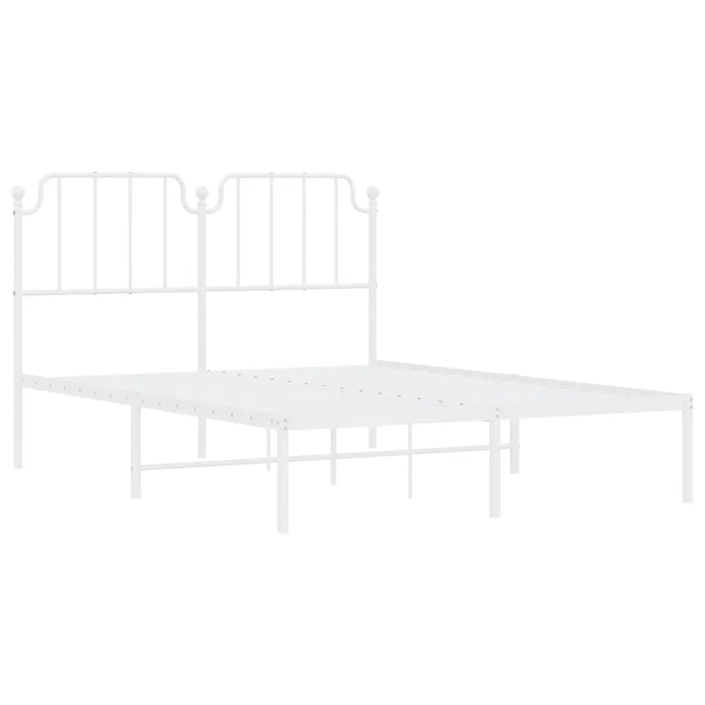 Giroletto con Testiera-Struttura Letto con testiera Metallo Bianco 135x190 cm 138221