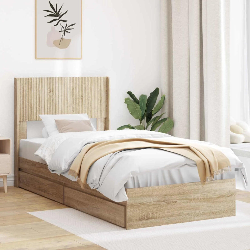 Struttura del letto con stoccaggio e testata Rovere Sonoma 3414415