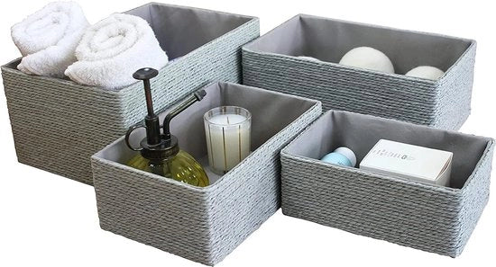Set di 4 contenitori in cartone per accessori e trucco, biologico e ecosostenibile, artigianato