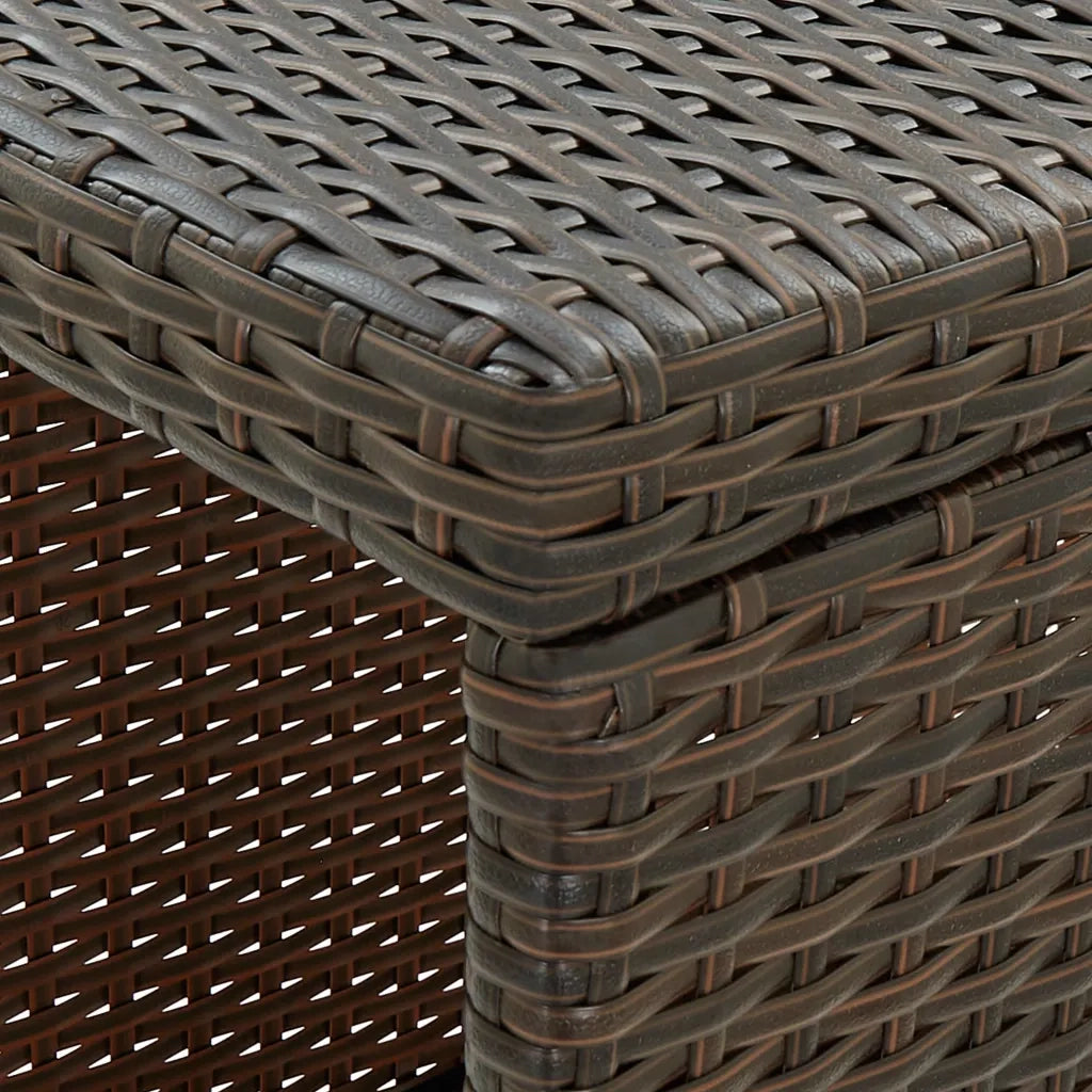 Tavolo da Bar con Ripiani Marrone 120x60x110 cm in Polyrattan 313475