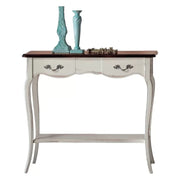 Consolle classica 2 cassetti legno bianco shabby bicolore 88x33x79 - Mobili 2G