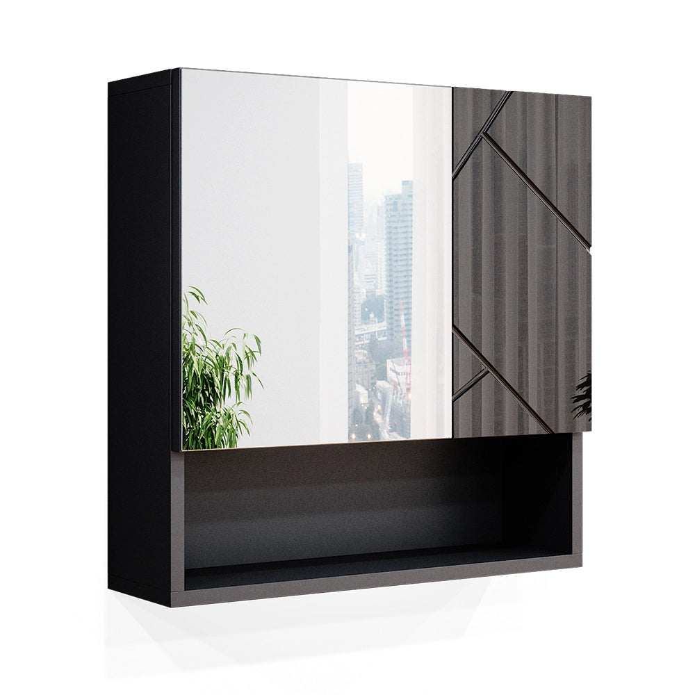 Vicco Specchio contenitore bagno Antracite lucido 54 x 55 cm