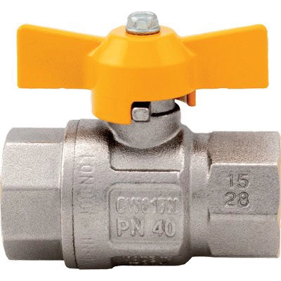 VALVOLA SFERA GAS + FARFALLA FF 068 ITAP - OTTONE NICHELATO 3/4F- 1 pezzi