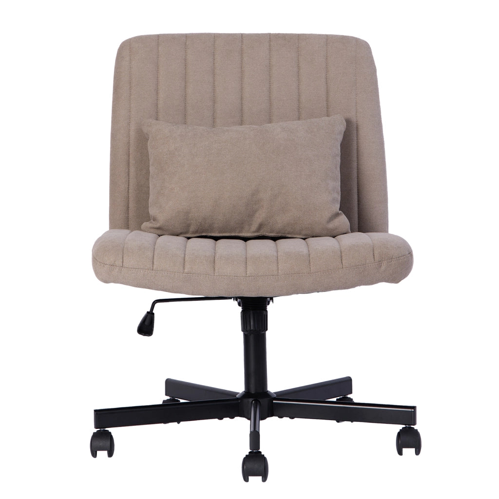 Sedia da ufficio ergonomica in tessuto con altezza regolabile, schienale reclinabile, rotelle silenziose cuscino khaki