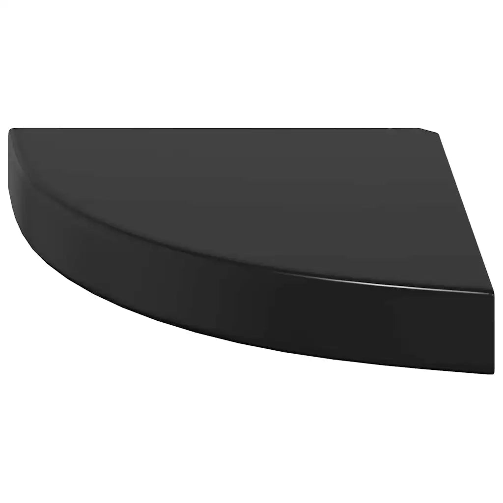 Scaffali Angolari a Parete 2 pz Nero Lucido 25x25x3,8 cm MDF 323890