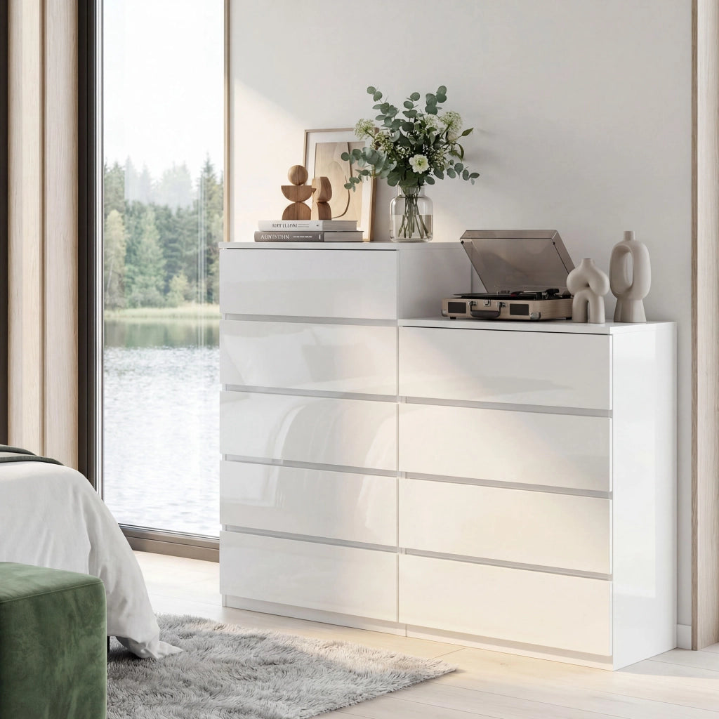 Cassettiera 4 Cassetti Senza Maniglie Design Moderno ¨C zephmum ¨C Bianco 60x40x80 cm