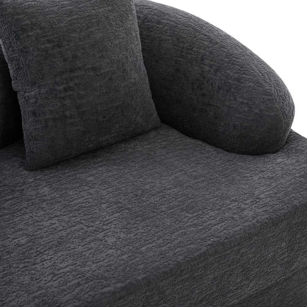 Divano letto 2 posti ¨C Minimal ¨C grigio scuro tessuto chenille con cuscini