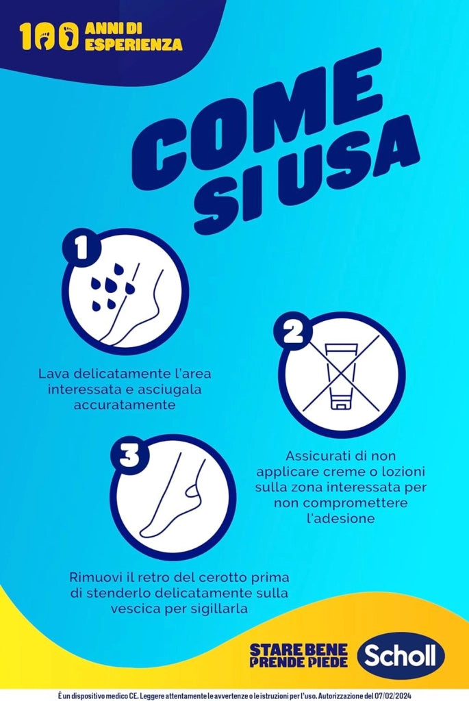 SCHOLL CEROTTI PER LE VESCICHE DEI PIEDI AD ALTO POTERE ADESIVO RESISTENTI ALL'ACQUA E A LUNGA TENUTA DA 5 CEROTTI