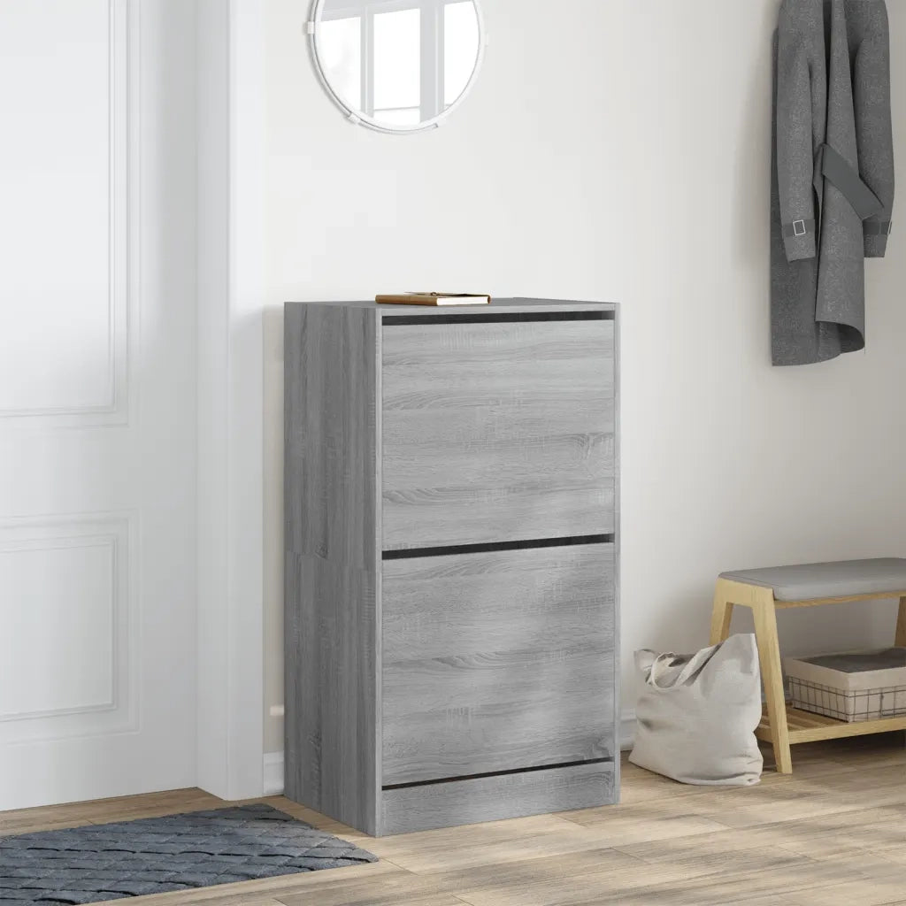Scarpiera | Mobile per scarpe 2 Cassetti Ribaltabili Grigio Sonoma 60x42x108 cm