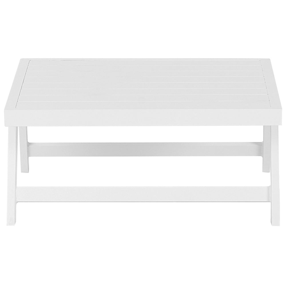 Set Divani Da Giardino 5 Posti tortora e bianco Struttura Bianca Sedili Regolabili Tavolino Design Moderno