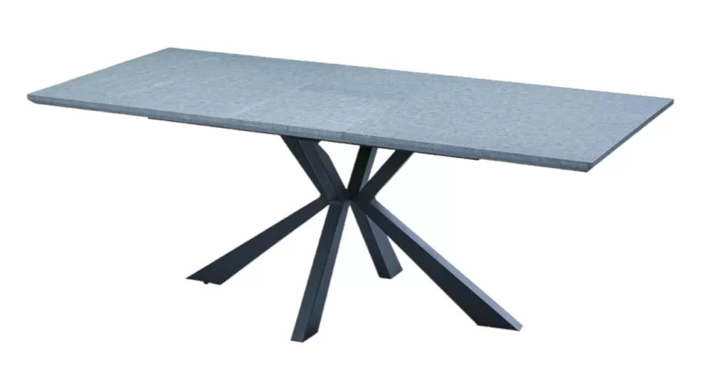 Tavolo moderno allungabile piano impiallacciato cemento 160x90x78 - Mobili 2G