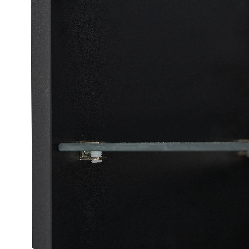 Vetrina con Illuminazione LED ¨C MINIMAL ¨C Nero Lucido, 1 Ripiano in Vetro, 45x35x160 cm