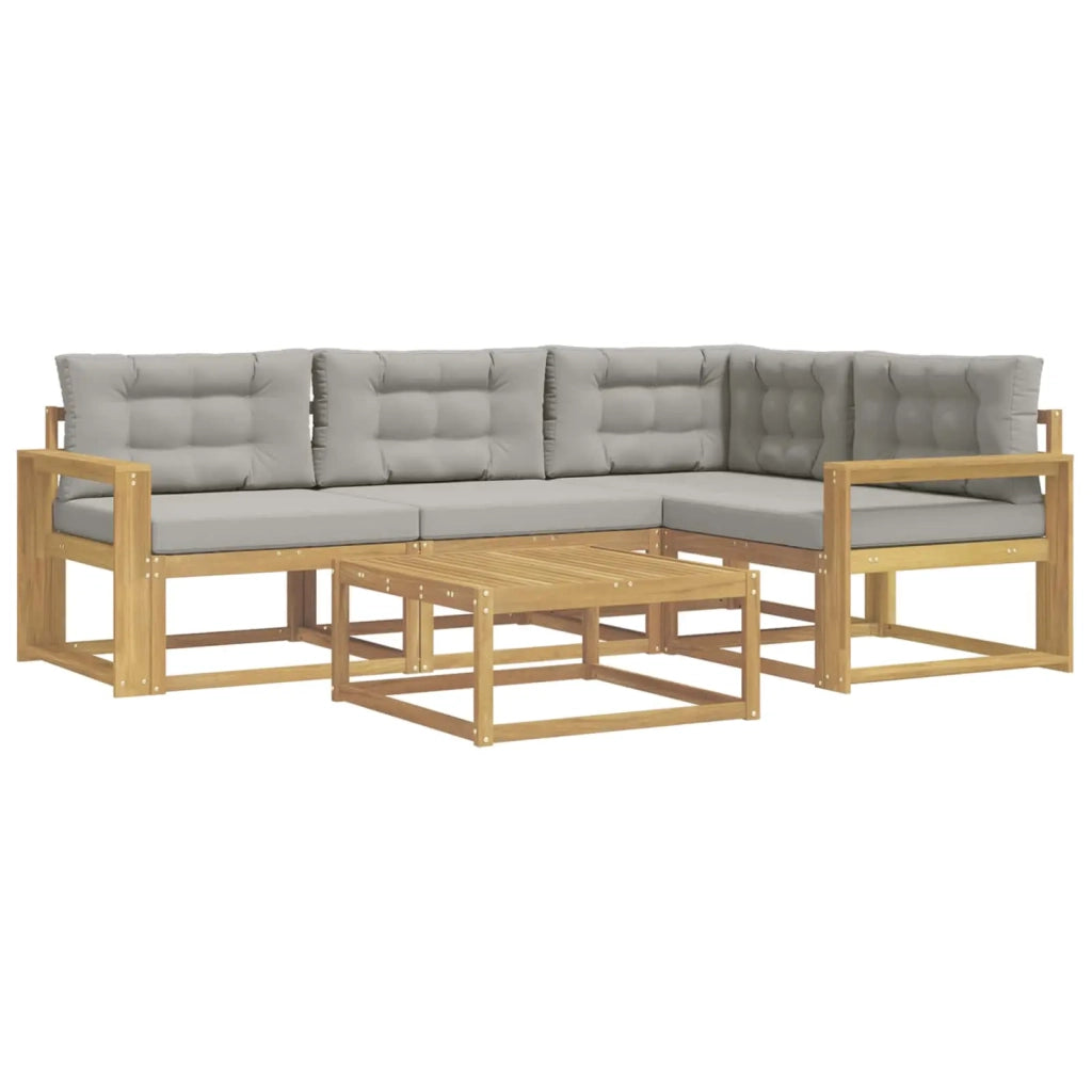 Set di divani da esterno 5 pz Bianco e Grigio Chiaro Poliestere 3386415